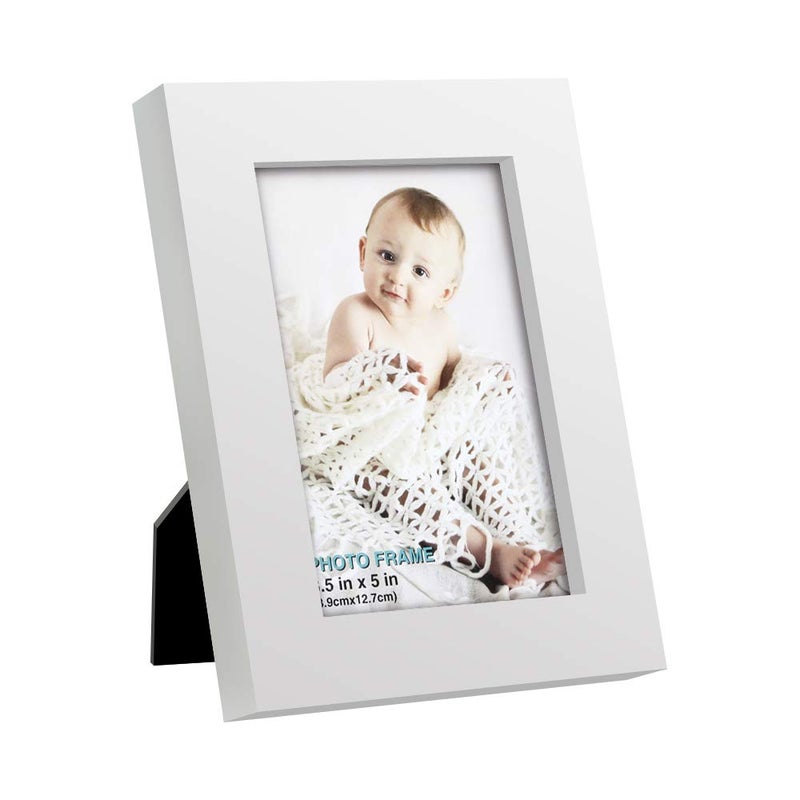 RPJC 3.5x5 inch Picture Frame Made of Solid Wood High Definition Glass for Table Top Display and Wall Mounting Photo Frame White - Image 1
